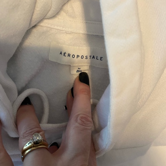 AEROPOSTALE  Small (m) Women Aero Drawstring Pullover Hoodie Soft White New York - Picture 3 of 4